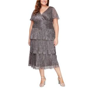 SL Fashions NY Elegant Brown/Silver Evening Dress 22W